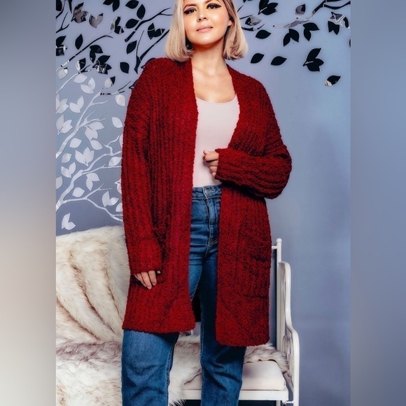 Ms. Diva Plus Gray Open Sweater Cardi - Picture 2 of 4